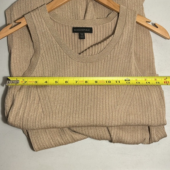 Banana Republic Metallic Scoop Neck Sweater Midi Dress Women’s Tan US Size MP - Picture 10 of 11